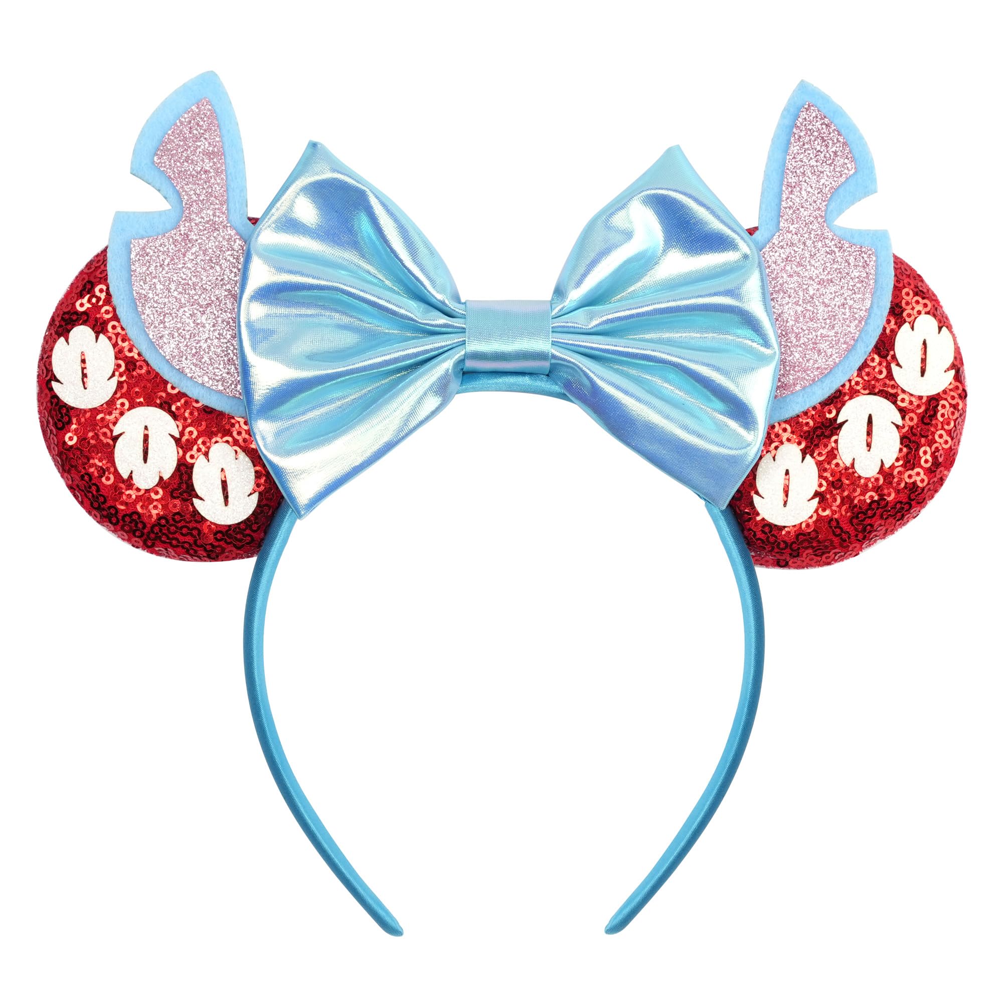 zhezesmila Shiny Mouse Ears Sequin Bow Ears Headband for Women Hair Band Headwear for Princess Costume Theme Birthday Party