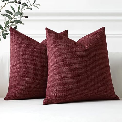 Miniatura 2 de OTOSTAR Juego de 2 fundas de almohada de lino cuadradas decorativas de 20 x 20 pulgadas para decoración del hogar, sofá, dormitorio, automóvil,