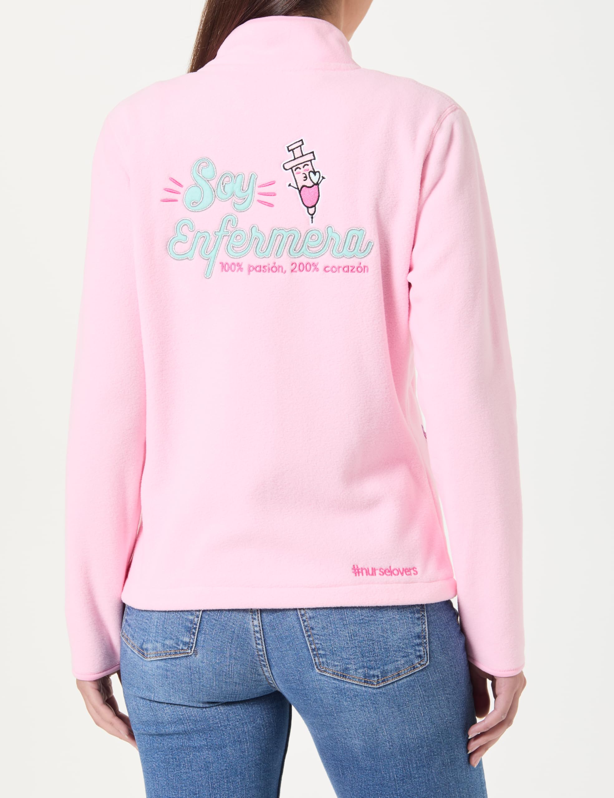 Nurse is Love Fleecejacke für Damen, für Krankenschwestern, ohne Kapuze, Fleece-Futter, doppelte Tasche und Reißverschluss, leicht zu waschen, Original Krankenschwester
