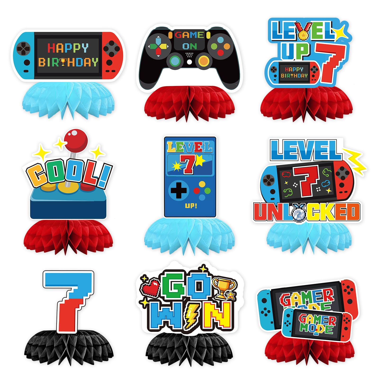 Photo 1 of Greencian 9 Pcs Video Game Honeycomb Centerpieces