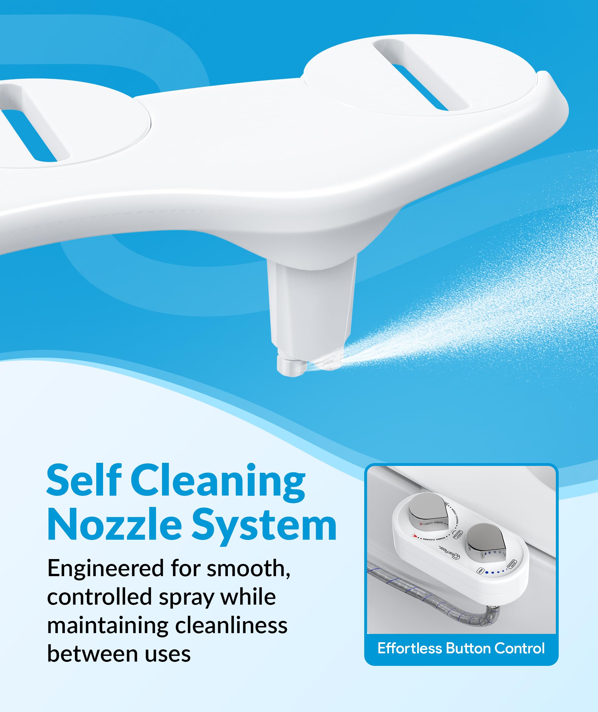 Clear Rear Bidet do toalety - samoczyszcząca deska sedesowa z podwójną dyszą z regulowanym ciśnieniem wody - łatwa instalacja - higieniczne akcesoria toaletowe - bidet FSA HSA
