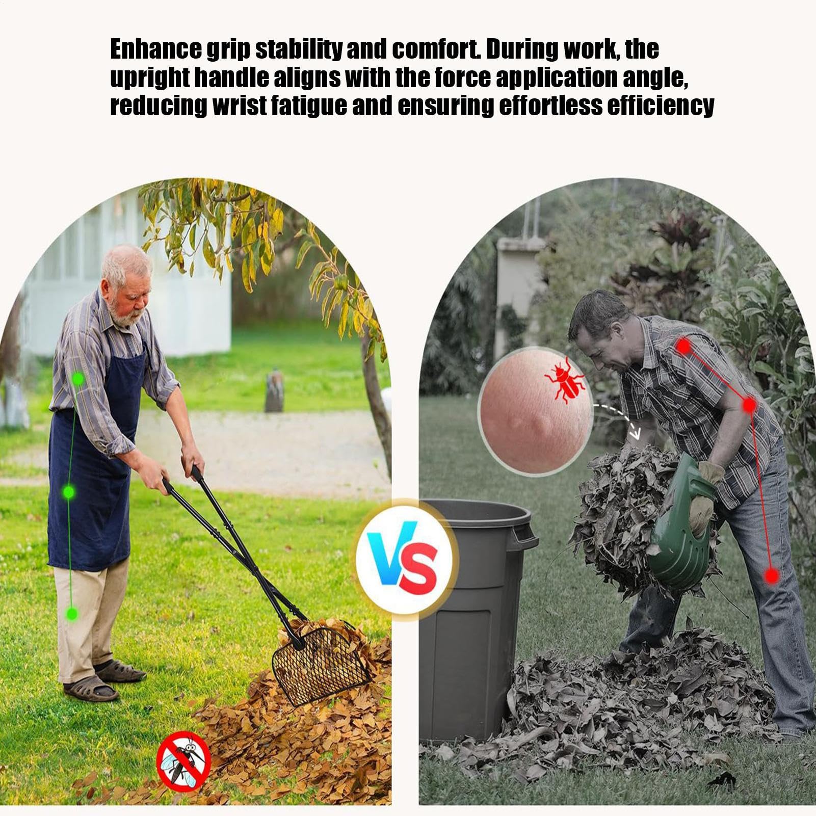 Do Liści Metalowy Ergonomiczny Zbieracz z Długim Trzonkiem | l do Liści na Podwórko Do Czyszczenia Ogrodu Trawnika Podjazdu Ścieżki Z Resztek Roślinnych i Śmieci