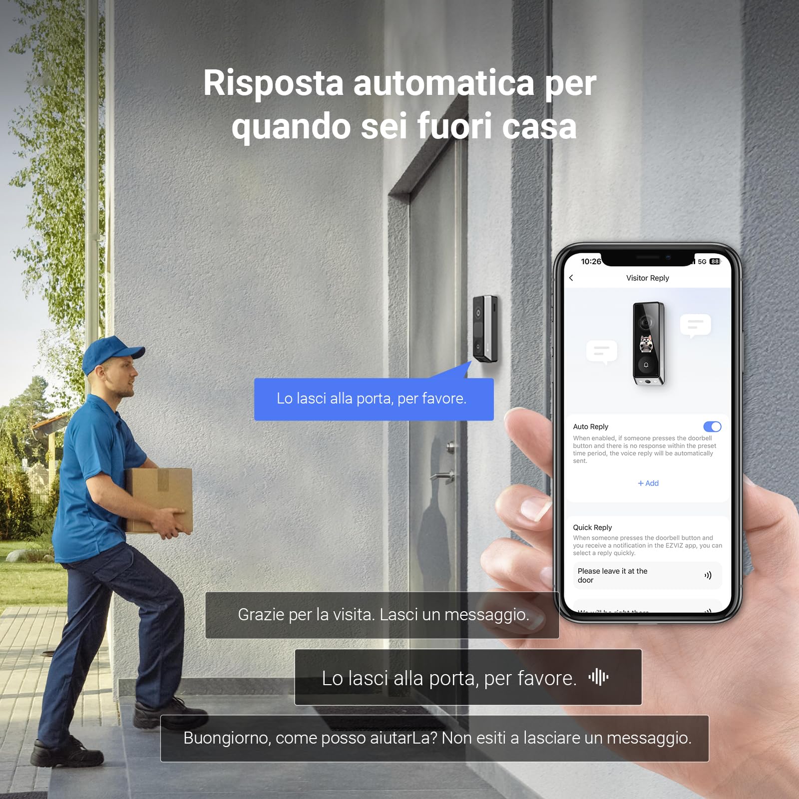 EZVIZ Video Campanello Wi-Fi Senza Fili con Doppia Lente 6MP+2MP, Schermo AI Interattivo, 24/7 Pre-Rolling, Rilevamento Persone/Pacchi, 2 Batterie 9600mAh, Wi-Fi 6, Chime Incluso, 32GB, EP8 Ultra