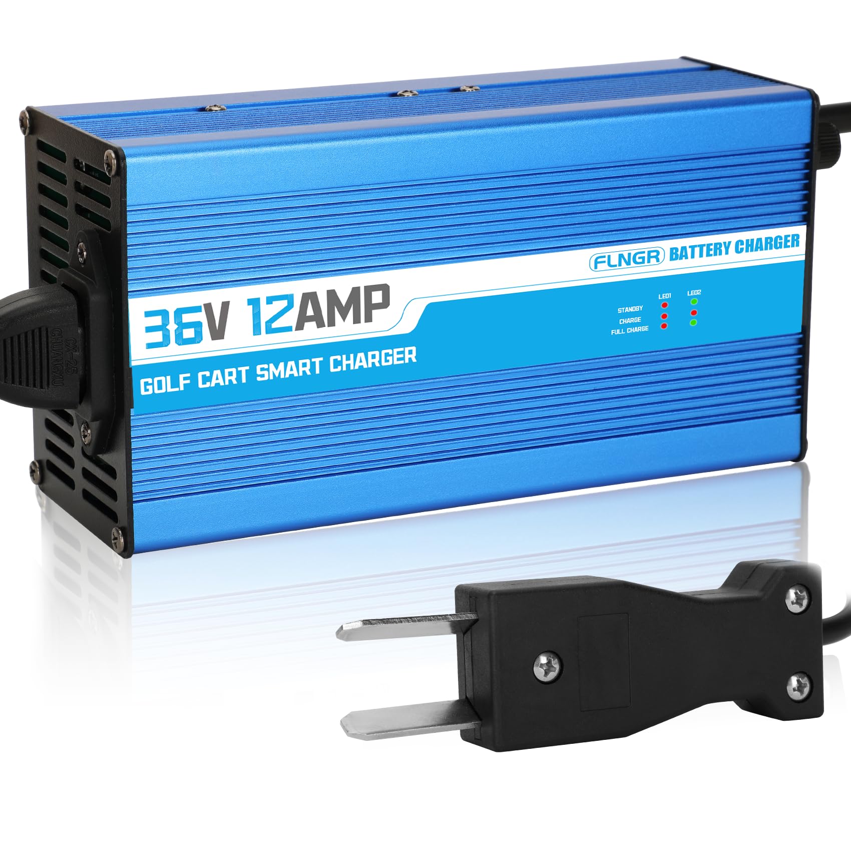 12 Amp 36 Volt Golf Cart Battery Charger for Yamaha EZGO (Lead-Acid) Club Car,12 Amp Smart Charger with Trickle Charge,Crowfoot Plug,36 Volt Golf cart Charger