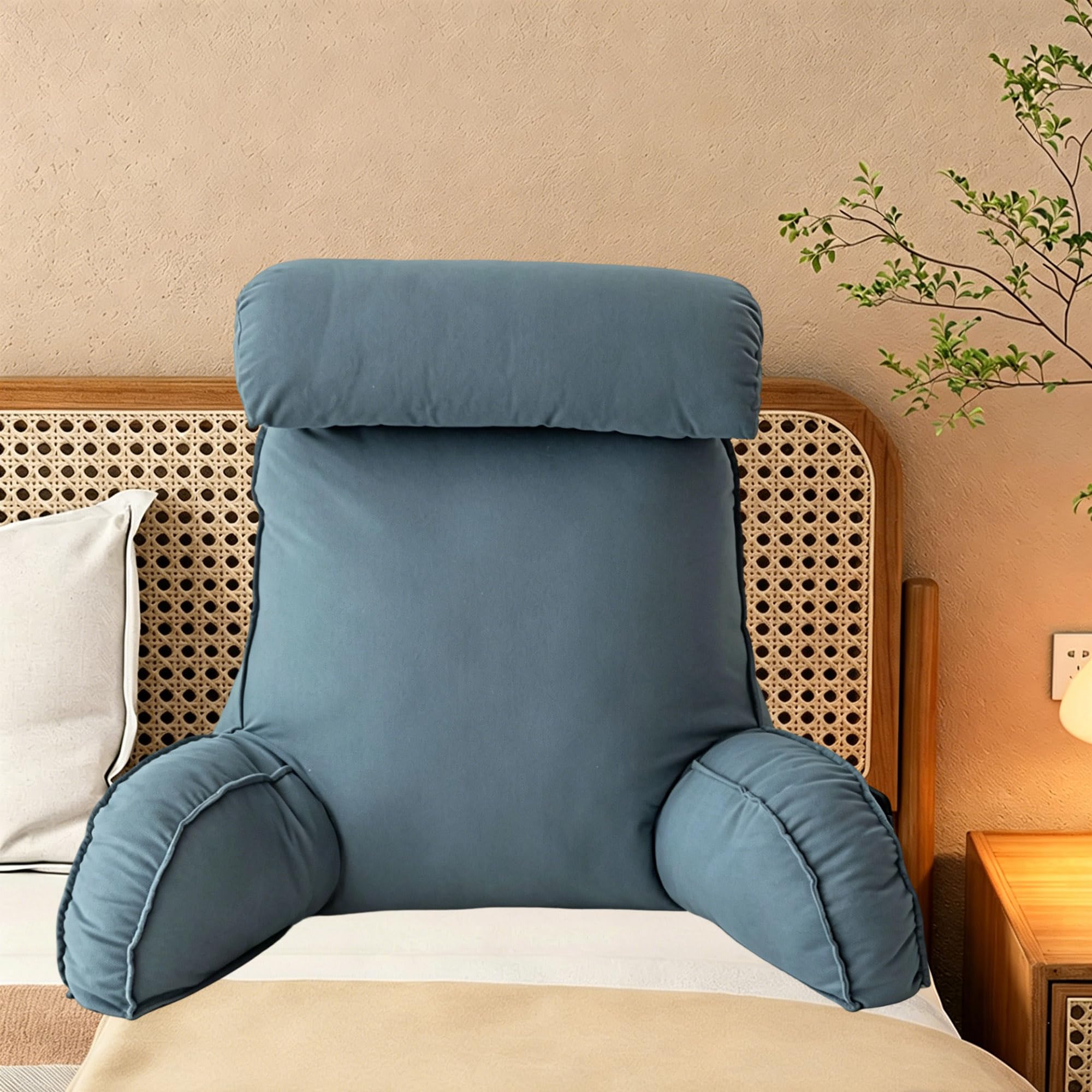 Hruile Orange Backrest Support Pillow, Reading Cushion For Adults And Kids, Back Lumbar Arms Pillow With Headrest For Sitting In Bed, Cosy Cuddle Cushion With Removable Cover (75×40×55Cm,)