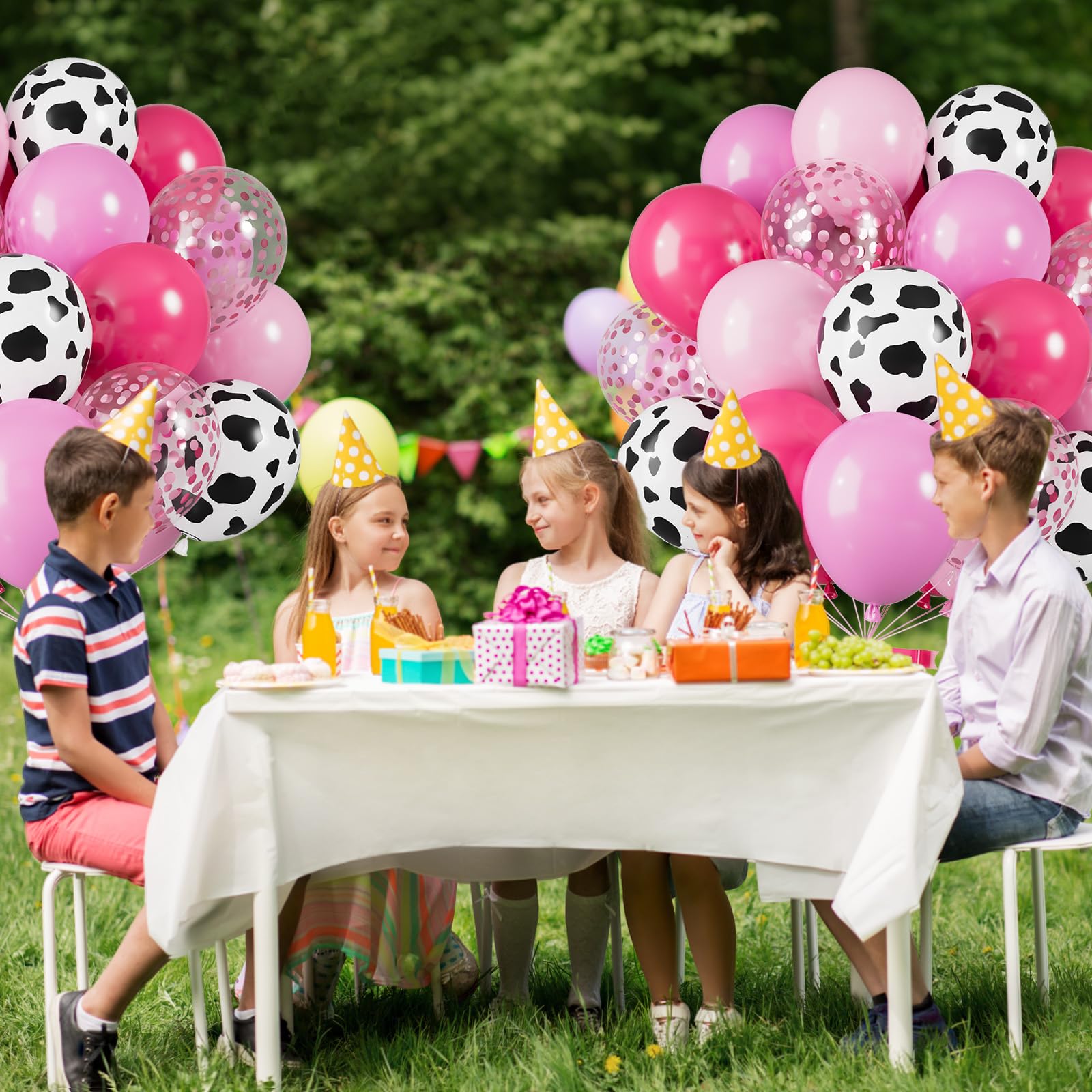 Różowe balony w kształcie krowy, 30 cm, różowe balony z nadrukiem krowy, pastelowy różowy, motyw krowy, balony helowe, różowe konfetti, balony lateksowe dla krów, dziewcząt, na farmę, urodziny