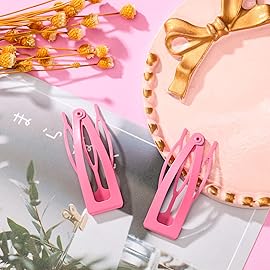 Chinco 24 Pcs Double Grip Hair Clips Metal Snap Clips Women Barrettes for Hair Making, Salon Supplies(Pink,2 Inch)