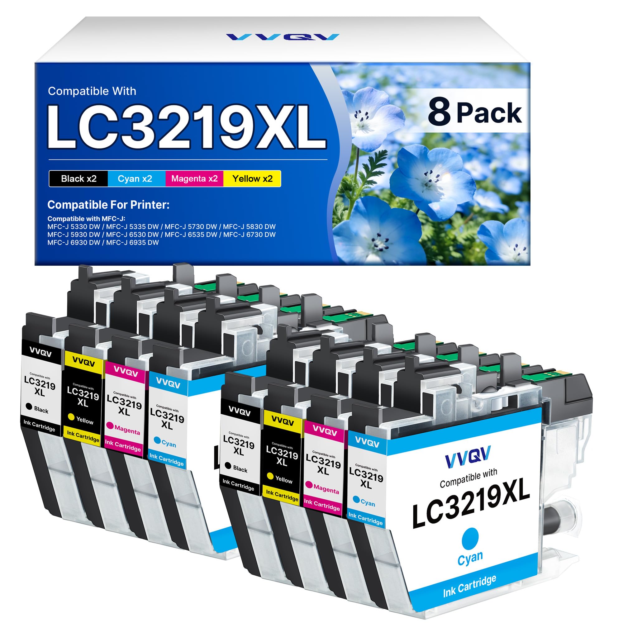 VVQV Druckerpatronen LC3219XL LC3219 XL für Brother LC3219XL LC3217 LC 3219XL für Brother Drucker MFC-J5330DW MFC-J5730DW MFC-J5335DW MFC-J6930DW MFC-J6530DW MFC-J6935DW MFC-J5930DW MFC-J6535DW,8-Pack