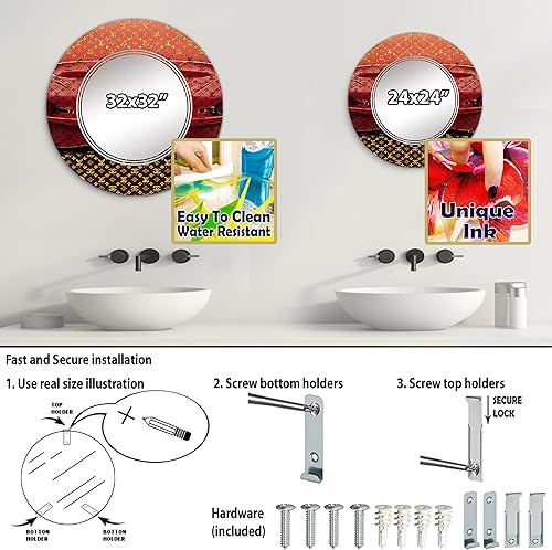 Miniatura 4 de DesignQ Marca de lujo y coche - Espejo de tocador, espejos de baño, espejos de pared para sala de estar, dormitorio, espejo redondo - Grande 24 x 24