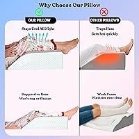 Vista 6 de Bed Wedge Leg Elevation Pillows for After Surgery, Swelling Blood Circulation, 8" Memory Foam Leg Elevating Pillow for Both Legs, Back Hip Foot