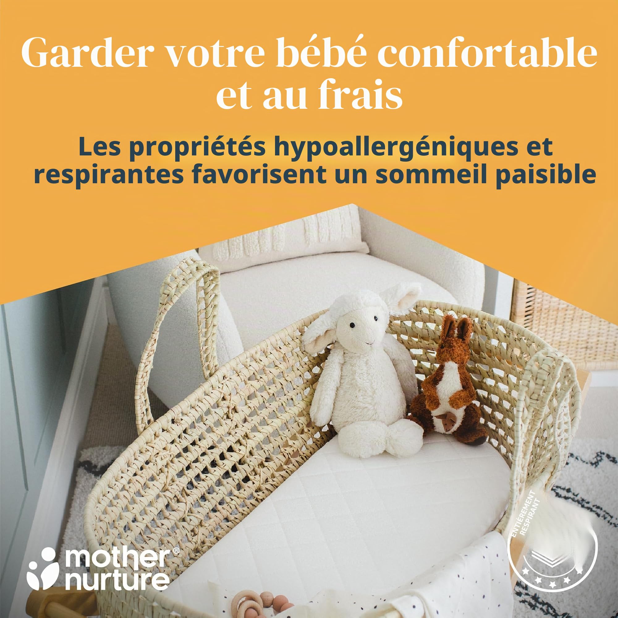 Babies Firsts Matelas en mousse matelassée pour couffin ou landau Bords arrondis