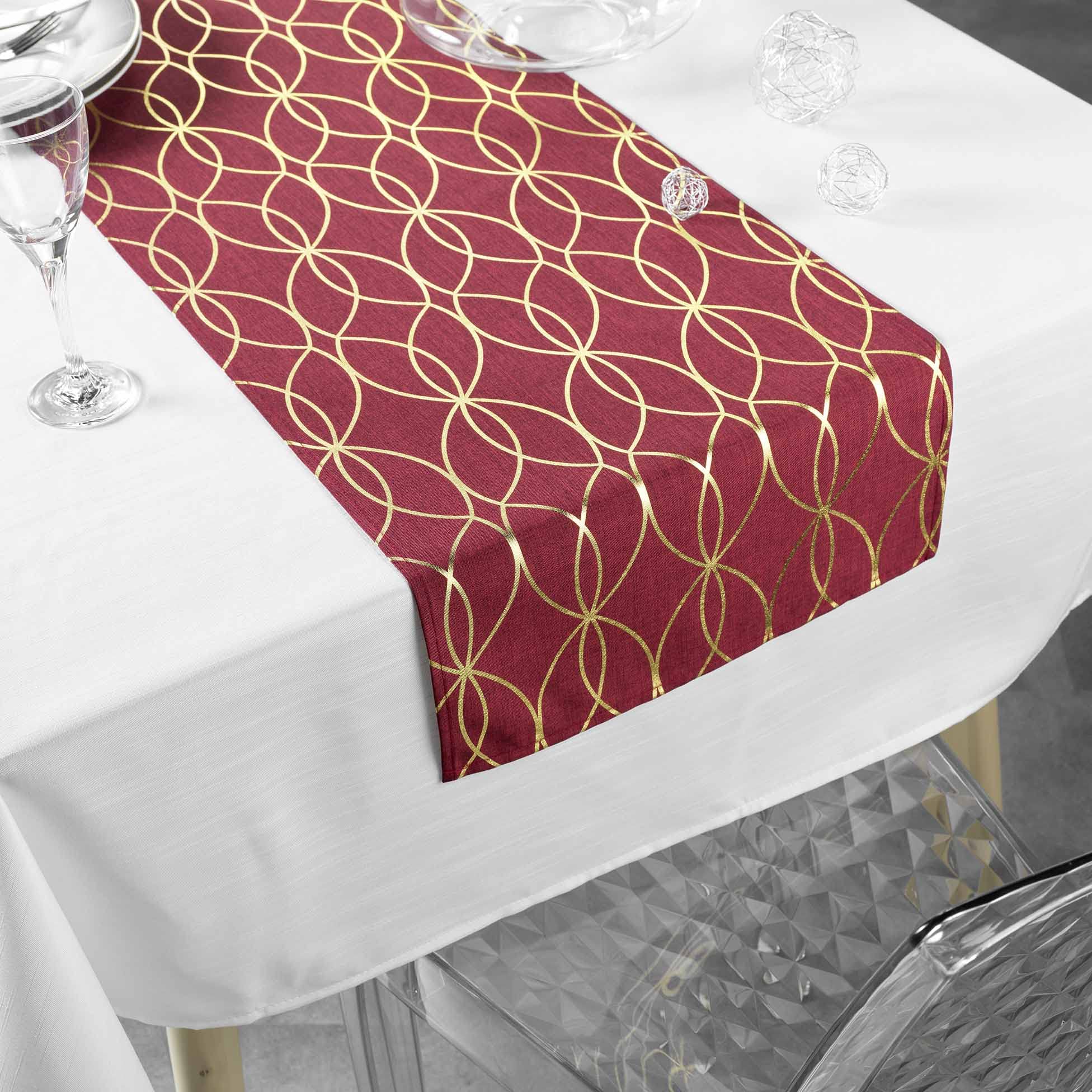Douceur d'Intérieur, Tablecloth with table runner 140 x 250 cm/35 x 140 cm, white/red/gold, polyester, Elipsa - Image 2
