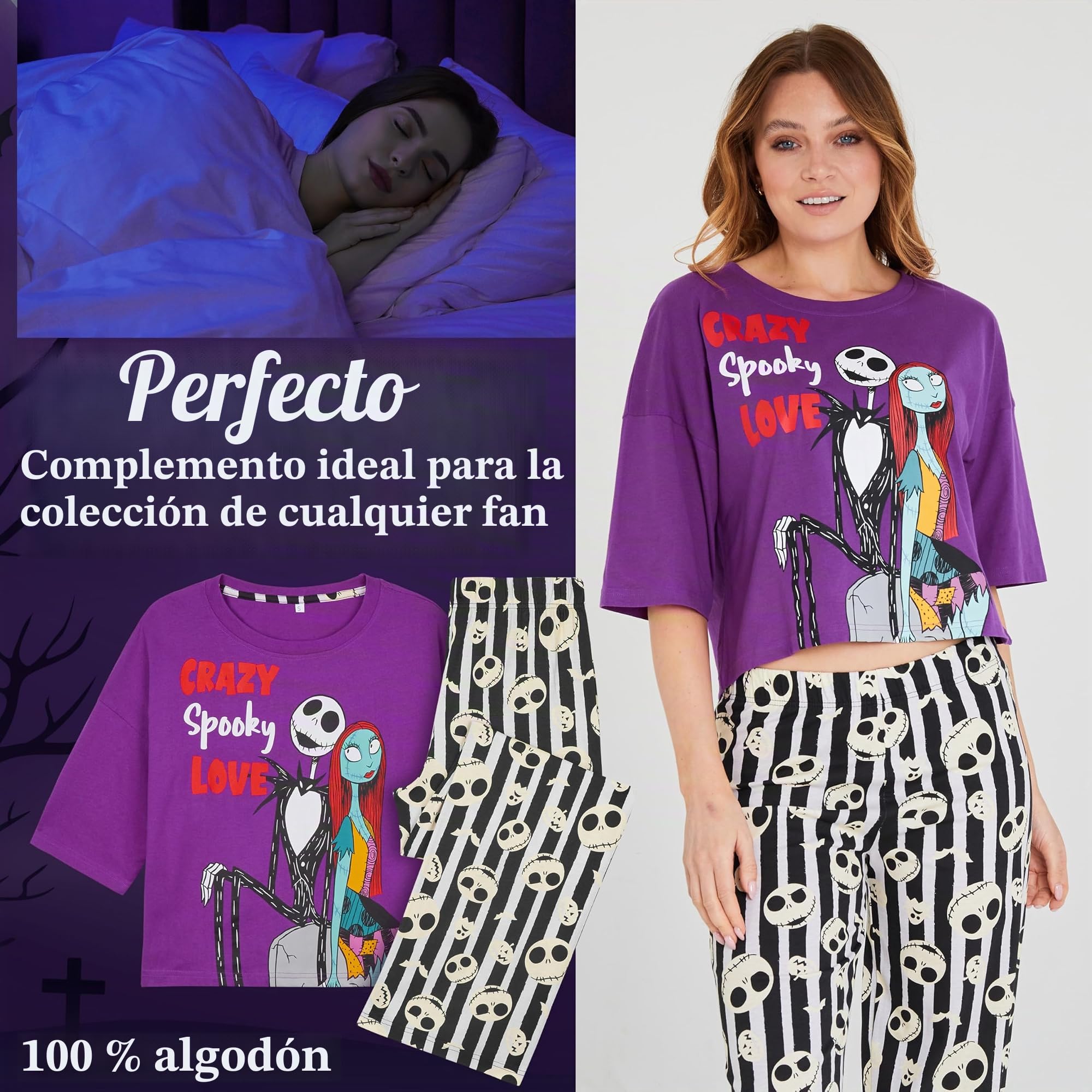 Disney Stitch Pijama Mujer, Conjunto Pijama Mujer Transpirables, Ropa de Dormir para Mujeres y Adolescentes