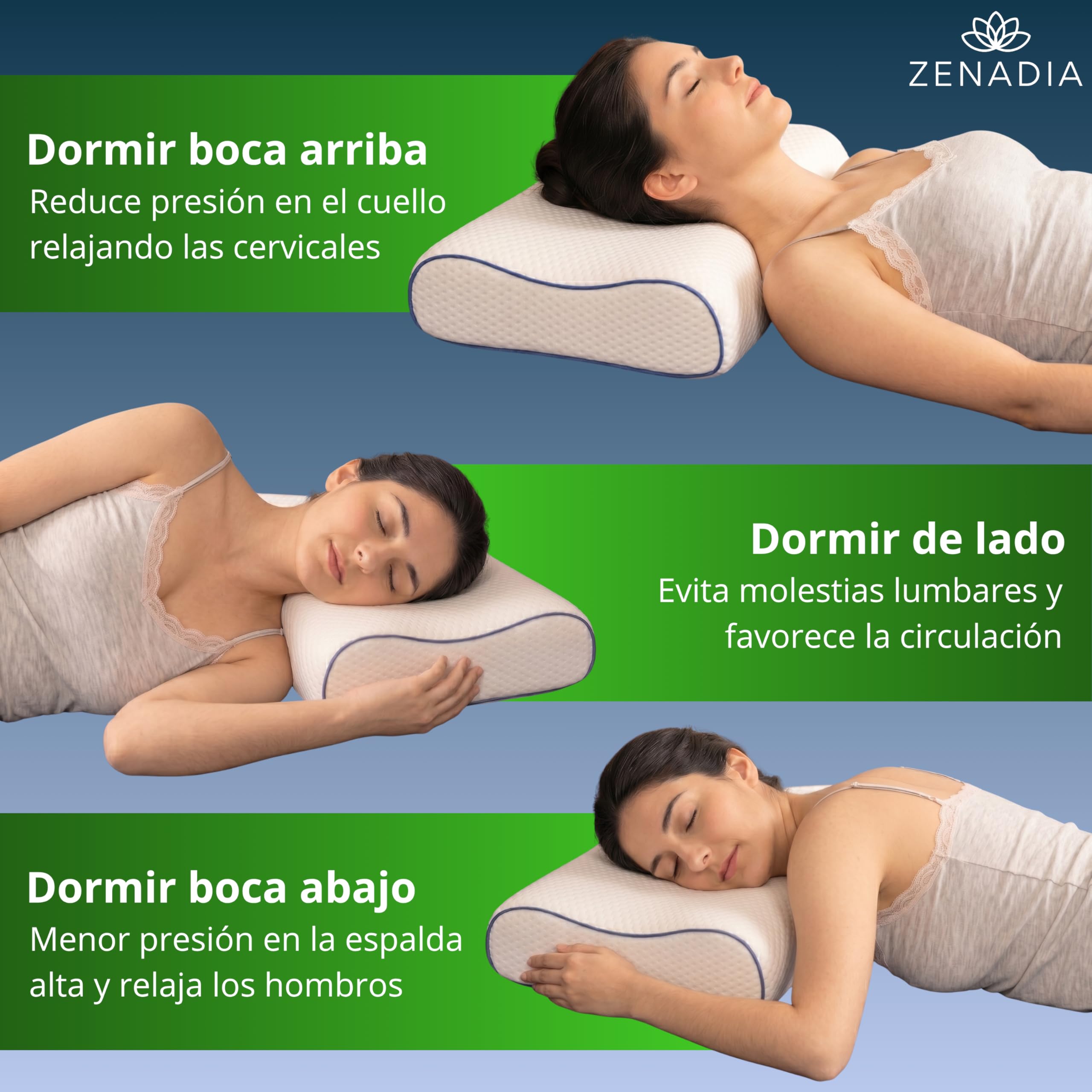 Almohada Cervical Viscoelastica de Doble Altura, Almohada Ortopédica Cervical para Dormir de Lado y Boca Arriba, Almohada Anti Ronquidos con Espuma Memory Foam para Cervicales y Cuello