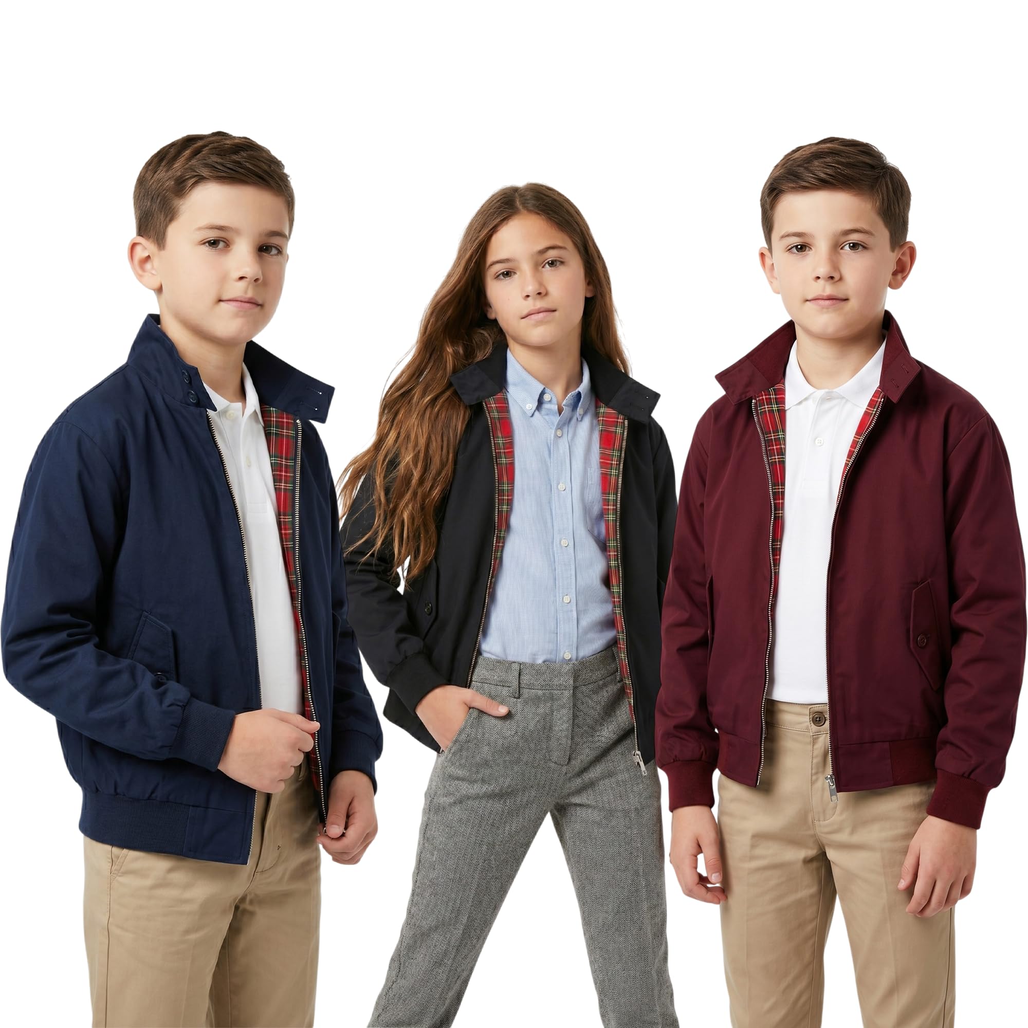G5 Apparel Boy 's Classic Harrington Bomber Jacke – Tartan Futter für Kinder