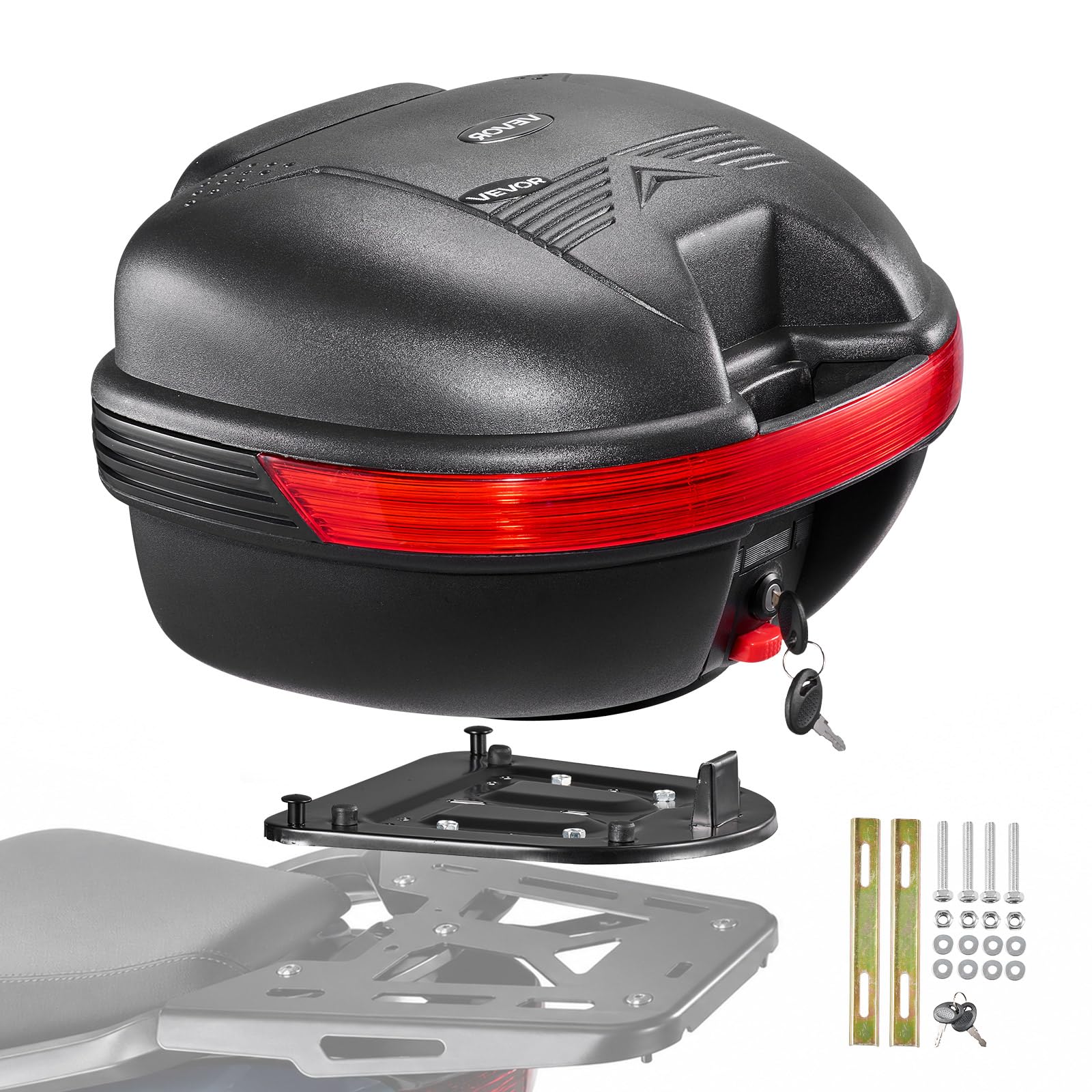 VEVOR Top Case de Moto 30 L Coffre Arrière Universel Imperméable en PP