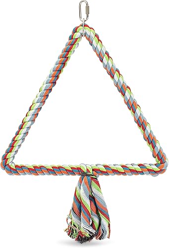 Spoiled Pet® Large Circle Cotton Bird Rope Swing Perch - Made with All Natural Materials - Safe to Climb and Chew - Great for African Grey Parrots, Cockatiels, Parakeets, and Cockatoos
