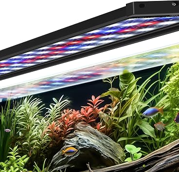 AQQA Aquarium Light for Plants Full Spectrum LED Fish Tank Light with Timer 14 Colors Adjustable Brightness Waterproof Fish Light for Aquarium 17-24 Inch 18W
