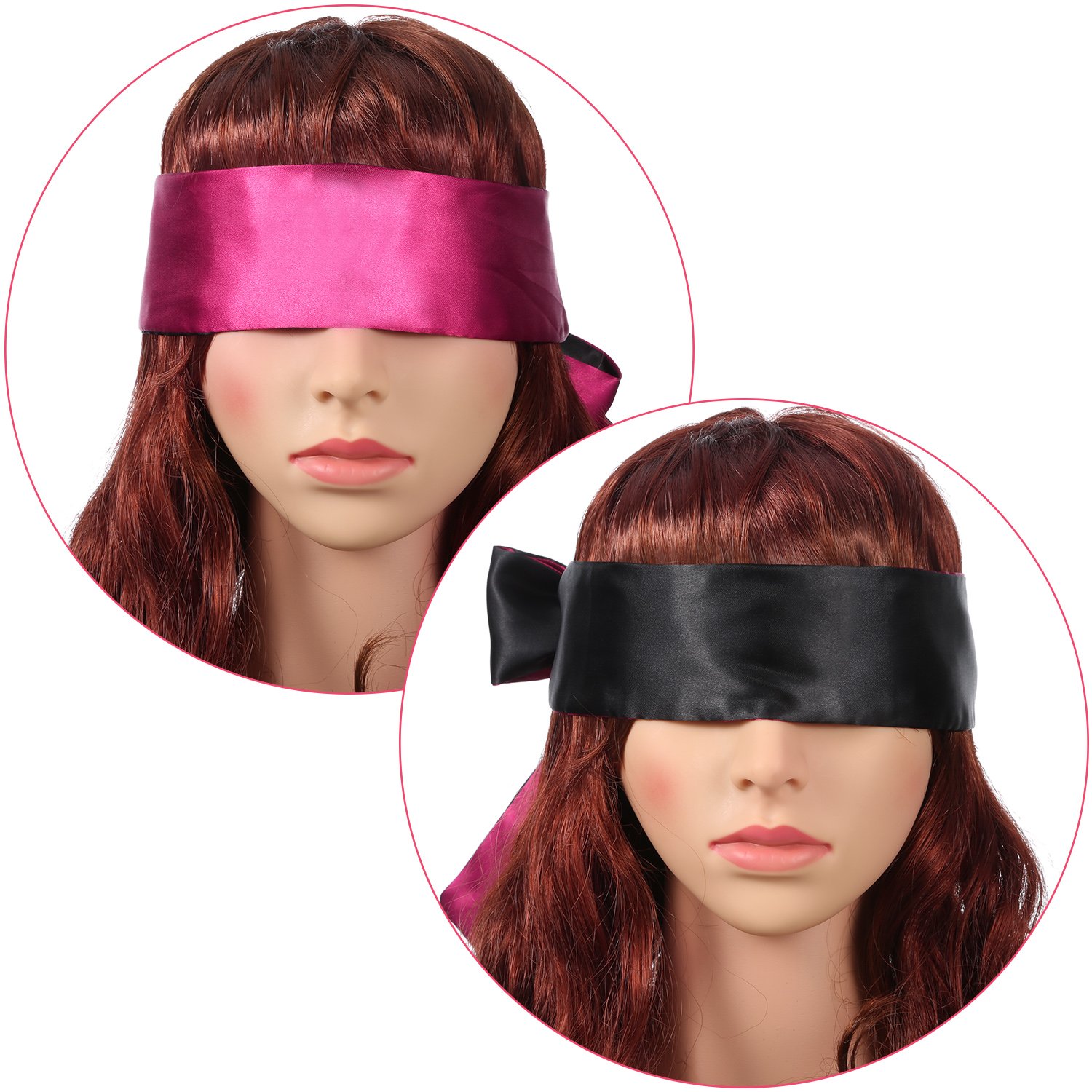 2 Pack Sleeping Mask Satin Eye Mask Blindfold, 150 cm (Black Red and Black)-image-7