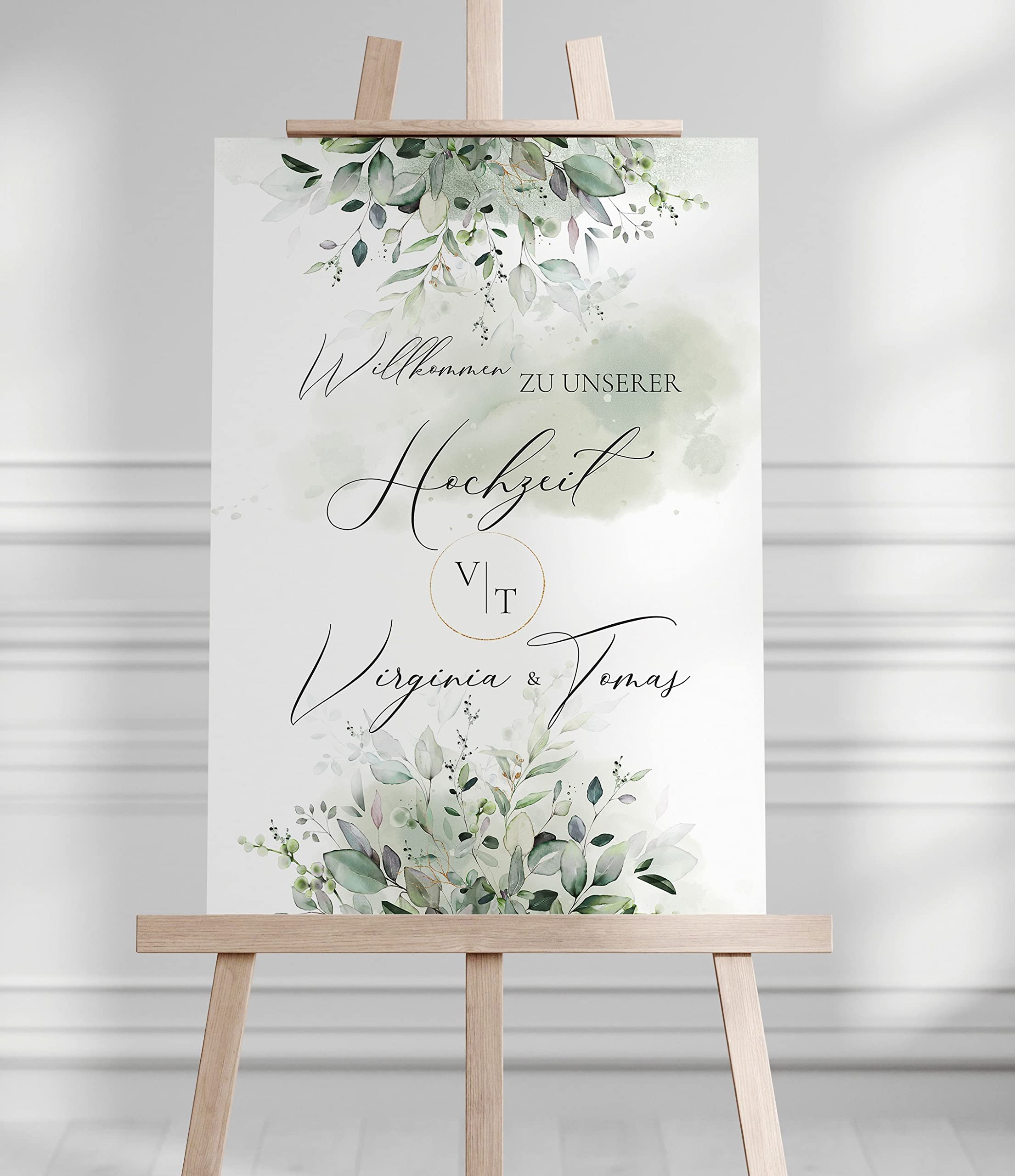 Manschin-Laserdesign Willkommensschild Aluverbund personalisiert - Made in Germany - Welcome Willkommen Schild für Hochzeit (60x40cm)