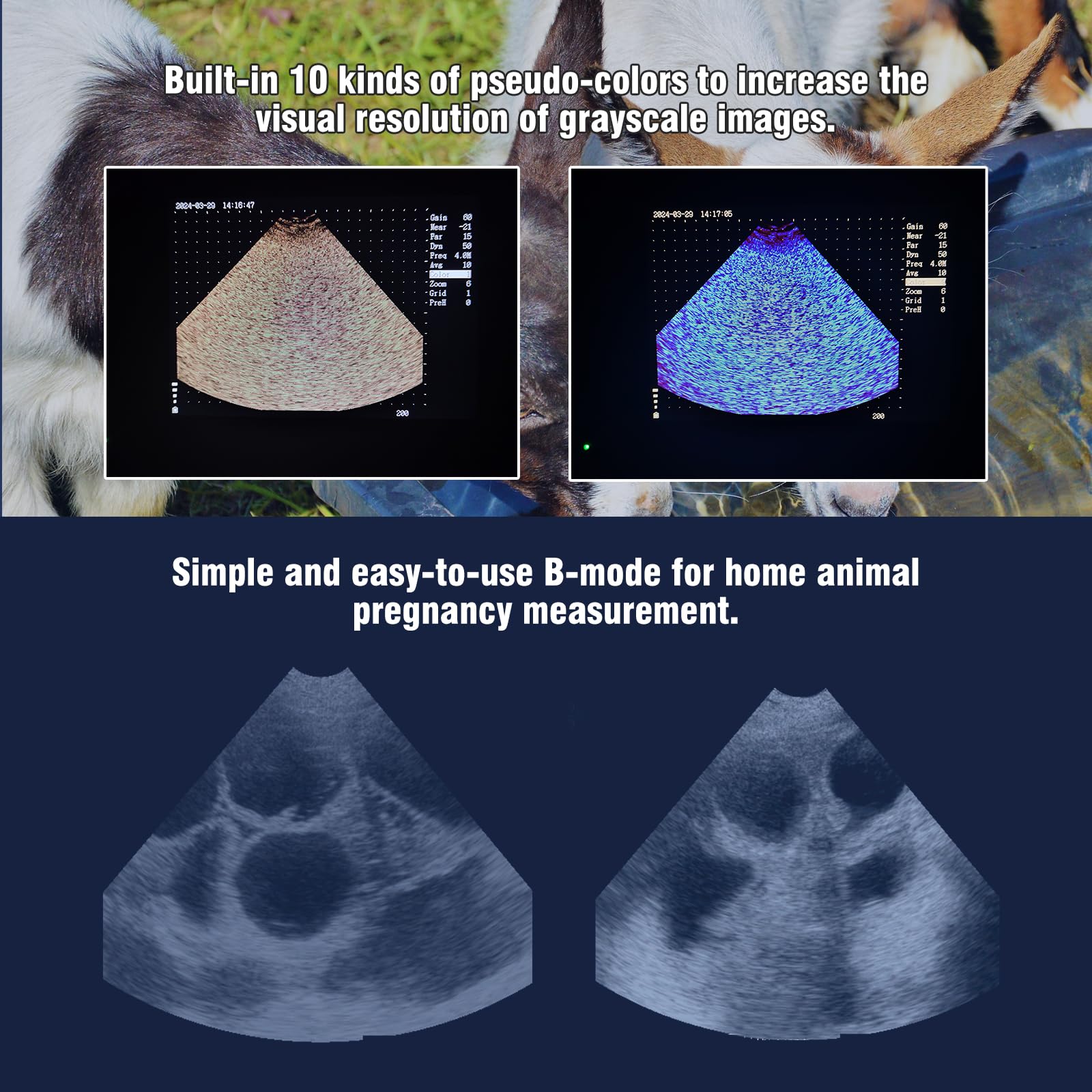 SUNBESTA M6 Portable Veterinary Ultrasound Scanner for Pregnancy Animals Pig Sheep Dog Cat Use- Vet Handheld Scanner with 3.5Mhz Mechanical Sector ?Scanning Probe 5.7
