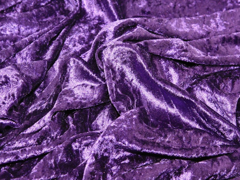 PURPLE CRUSHED VELVET FABRIC DARK PURPLE CRUSHED VELVET VELOUR STRETCHY/STRETCHED MATERIAL 150cm Width SOLD BY 1 METRE UNIT - FREE POST CADBURY PURPLE CRUSHED VELVET FABRIC MAUVE CRUSHED VELVET DRESS
