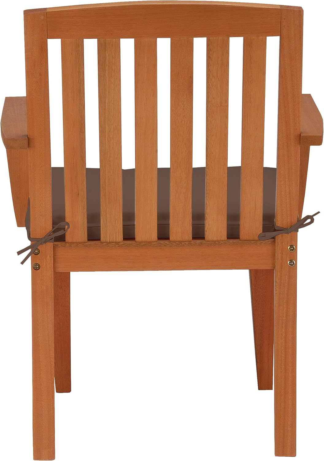 National Outdoor Living Eucalyptus Wood Patio Dining Armchair with Chocolate Brown Cushion