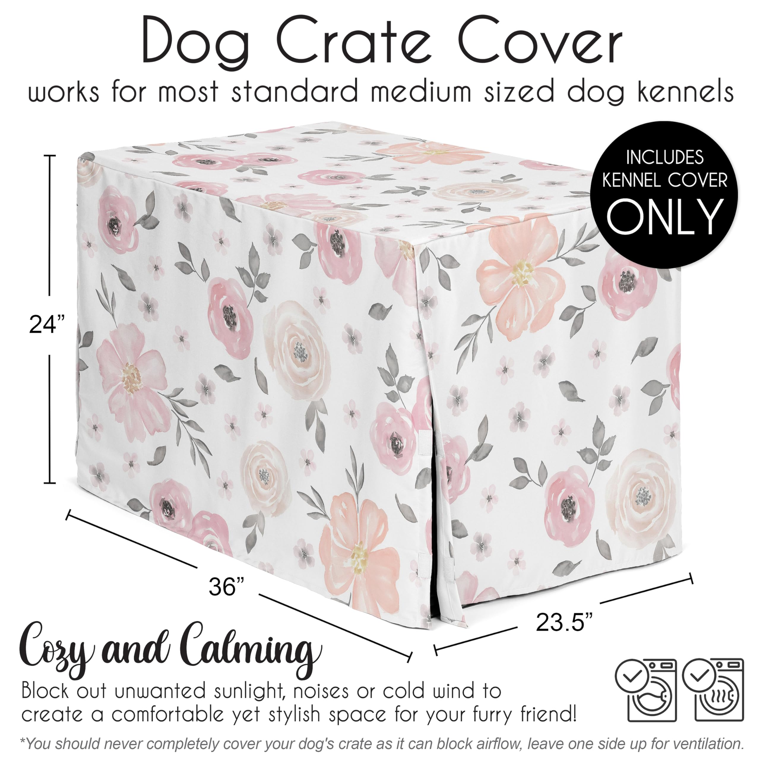Sweet Jojo Designs Hundekäfig‑Abdeckung Mit Knochen‑Pfotenprint – Für 91,4 Cm Käfige, Größe M, In Neutralen Grautönen