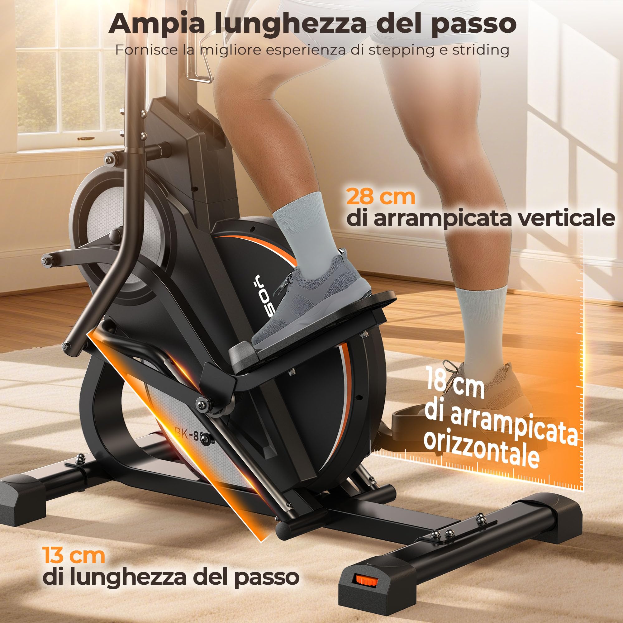 YOSUDA Ellittica da casa professionale, 3 in 1 (Ellittica + Pedaliera + Stairmaster), 16 Livelli di Resistenza, Volano da 8 kg, Resistenza Magnetica Ultra Silenziosa, Inclinazione di 45°, Monitor LCD