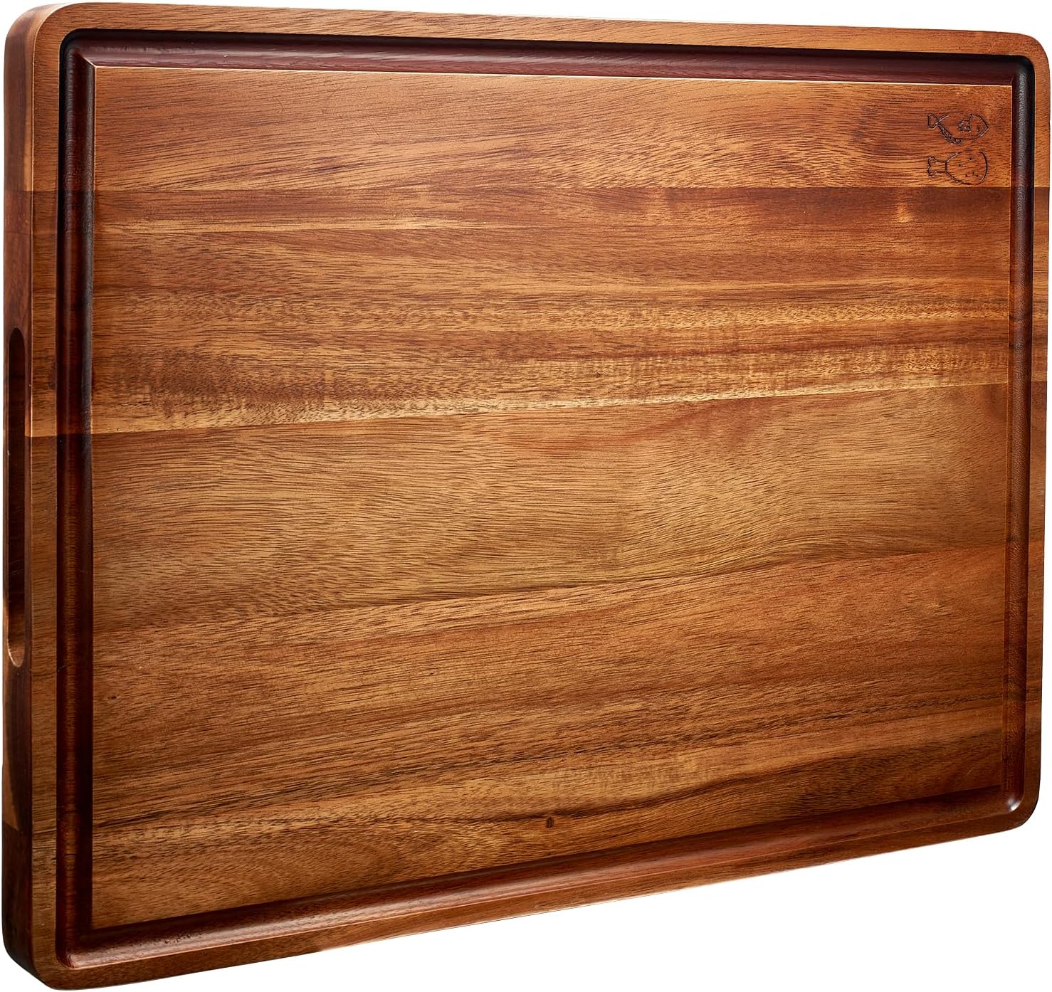 Timberro Acacia Wood Cutting Board - Big Wooden Non Toxic Hardwood Organic Meat Steak Chef Butcher Block Boards for Kitchen with Juice Groove, Large Thick Professional Boardsmith Chopping Blocks