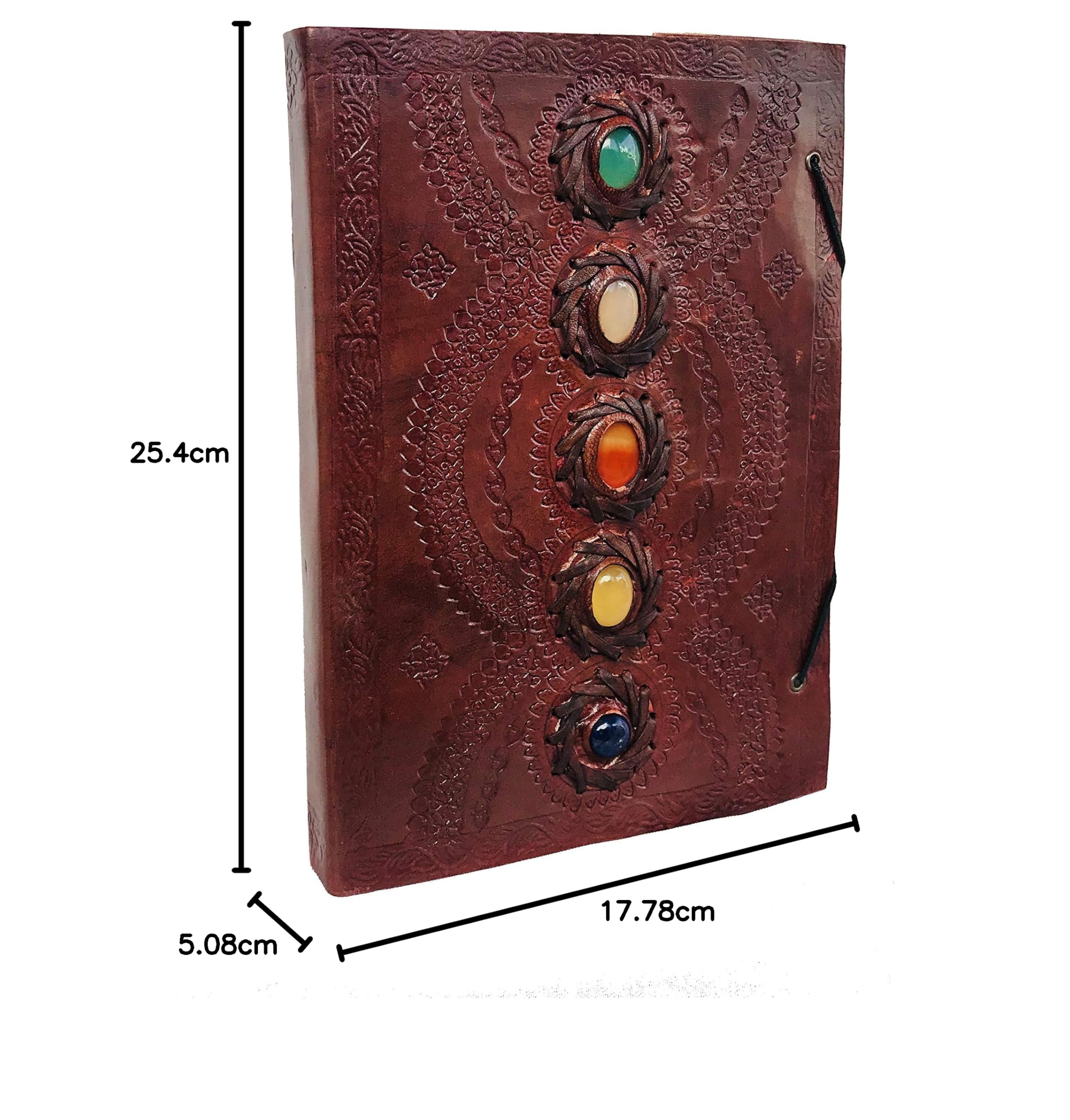 Journal en cuir médiéval avec pierre en relief fait à la main, carnet d'ombres, carnet de bureau, carnet de poésie, carnet de croquis 25,4 x 17,8 cm