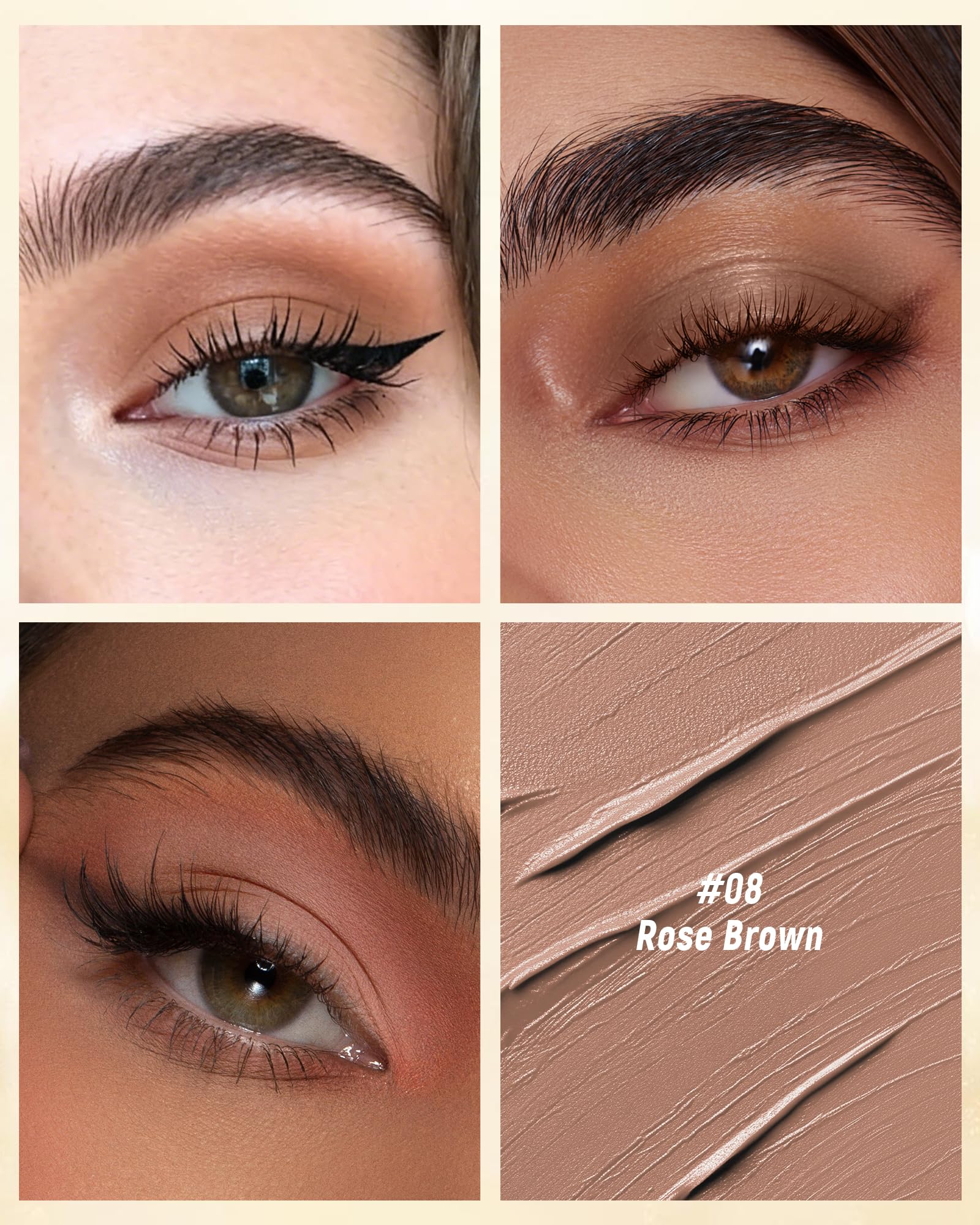 Fard a Paupiere Liquide Velvet, Rose Marron Liquid-to-Powder Ombre a Paupiere Waterproof avec Finition Mat Naturelle, Formule Estompable, Longue Tenue, Hautement Pigmentée, Maquillage pour les Yeux-08 - 3