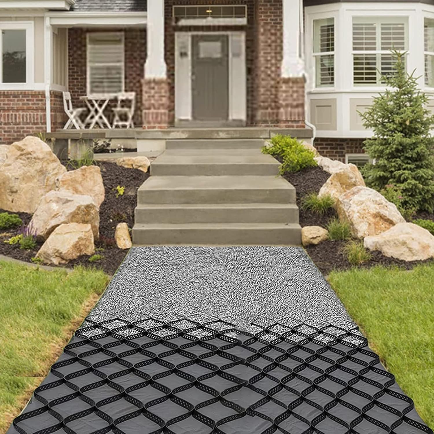 VUIKLCty Ground Grid High Geogrid, Outdoor/front Door/courtyard/small Road Gravel Grid Wide Geogrid, Easy To Install(4m x 6m (13ft x 19.5ft))