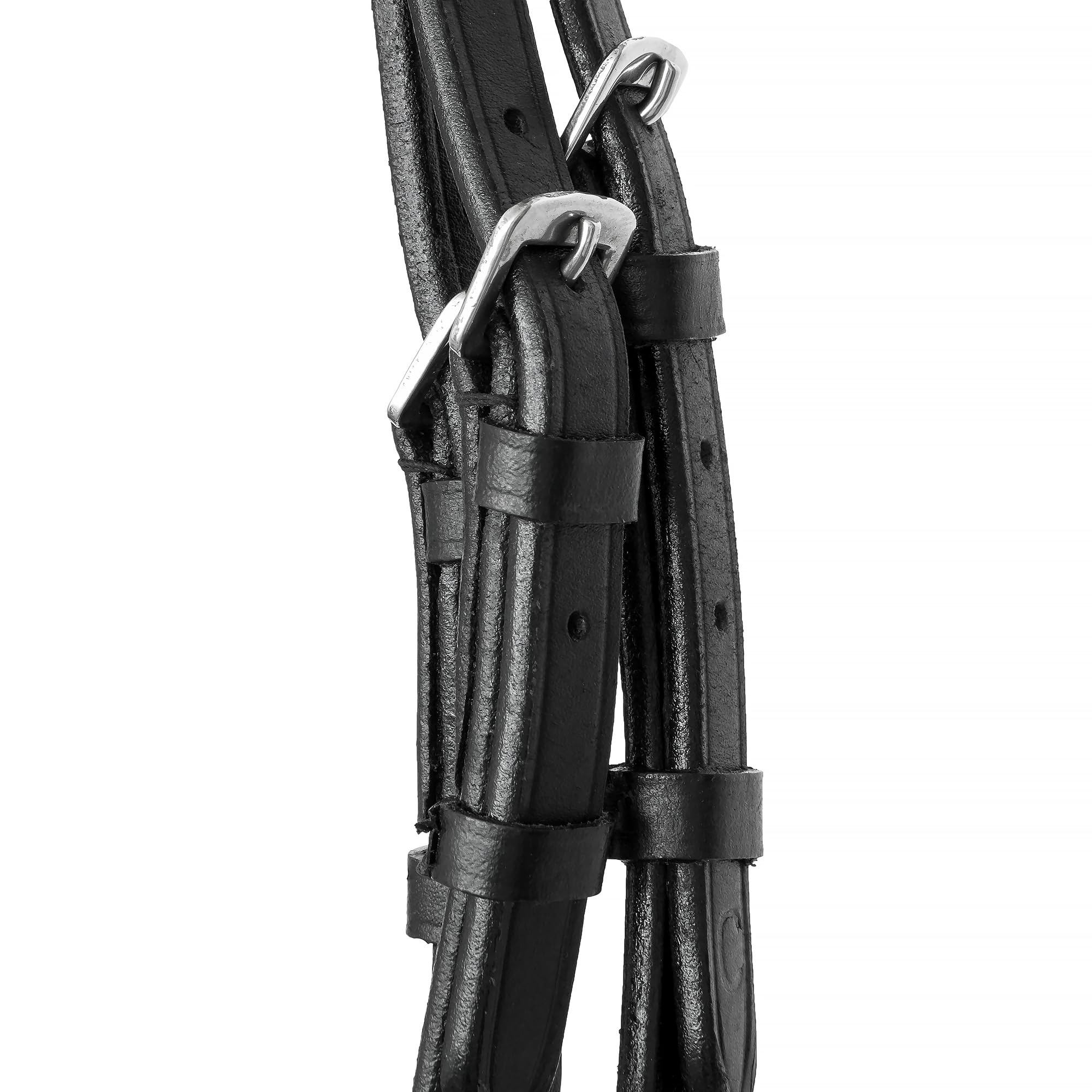 Ledertrense mit Kristallen Anatomisch gepolstert Komplettes Set inkl. Zügeln Elegantes Stirnband Komfort Pferd Schwarz Silber Full Warmblut