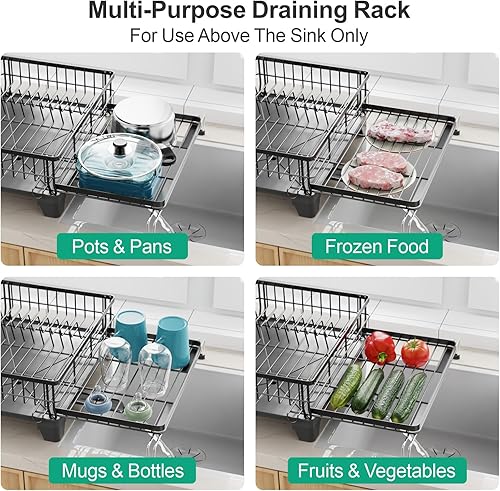 Miniatura 7 de GSlife Escurridor de platos con escurridor  Escurridor de platos resistente con boquilla giratoria escurridor de platos con soportes para tazas