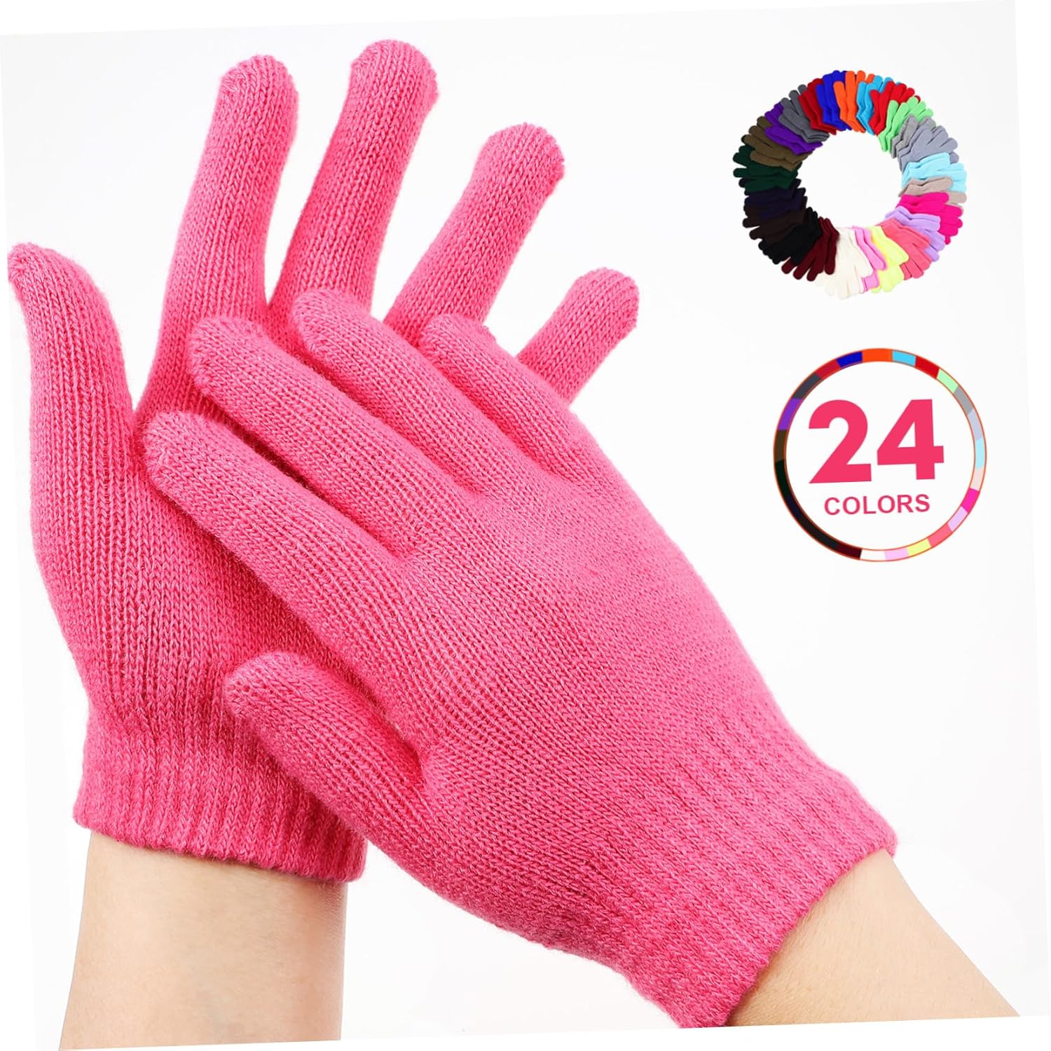 24pairs Boy Girl's Full Finger Knitted Gloves Warm Lightweight Winter Mittens for Boy Girl Easy to Clean Variety of Colors for Outdoor Thermal Use