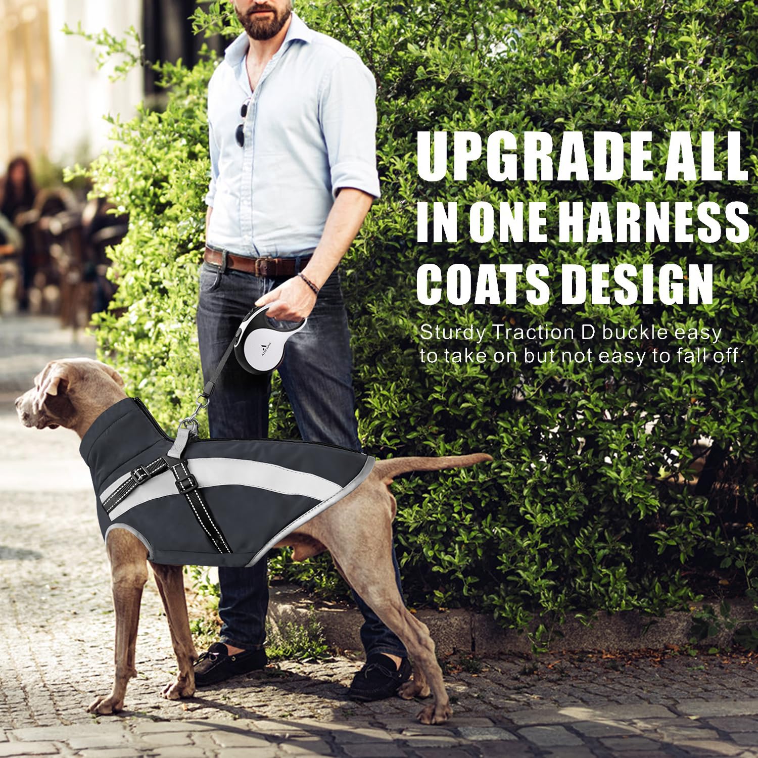 Oslueidy Impermeabile Cane Cappotto con Harness,Inverno Giacca Calda Antivento Pet cappottino Cane Giacche per Cani di piccola taglia media XL-6XL