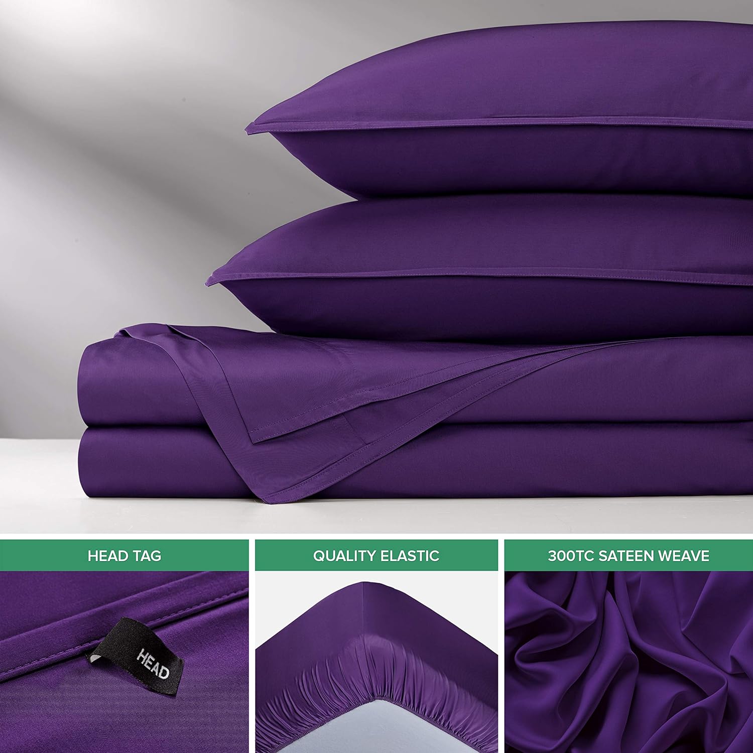Pure Bamboo King Sheets, Genuine 100% Organic Viscose Derived from Bamboo Bed Sheet Set, Luxuriously Soft & Cooling, Double Stitching, 2 Year Quality Promise (King, Purple) - Image 6