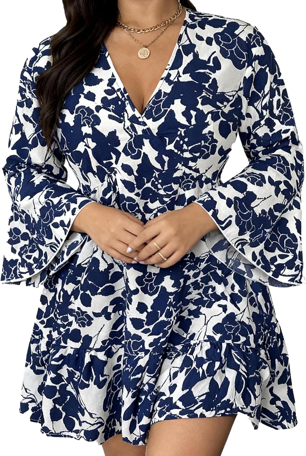 YAMQETKO Plus Size Summer Dresses for Women Casual Short Sleeves A Line Midi Dress