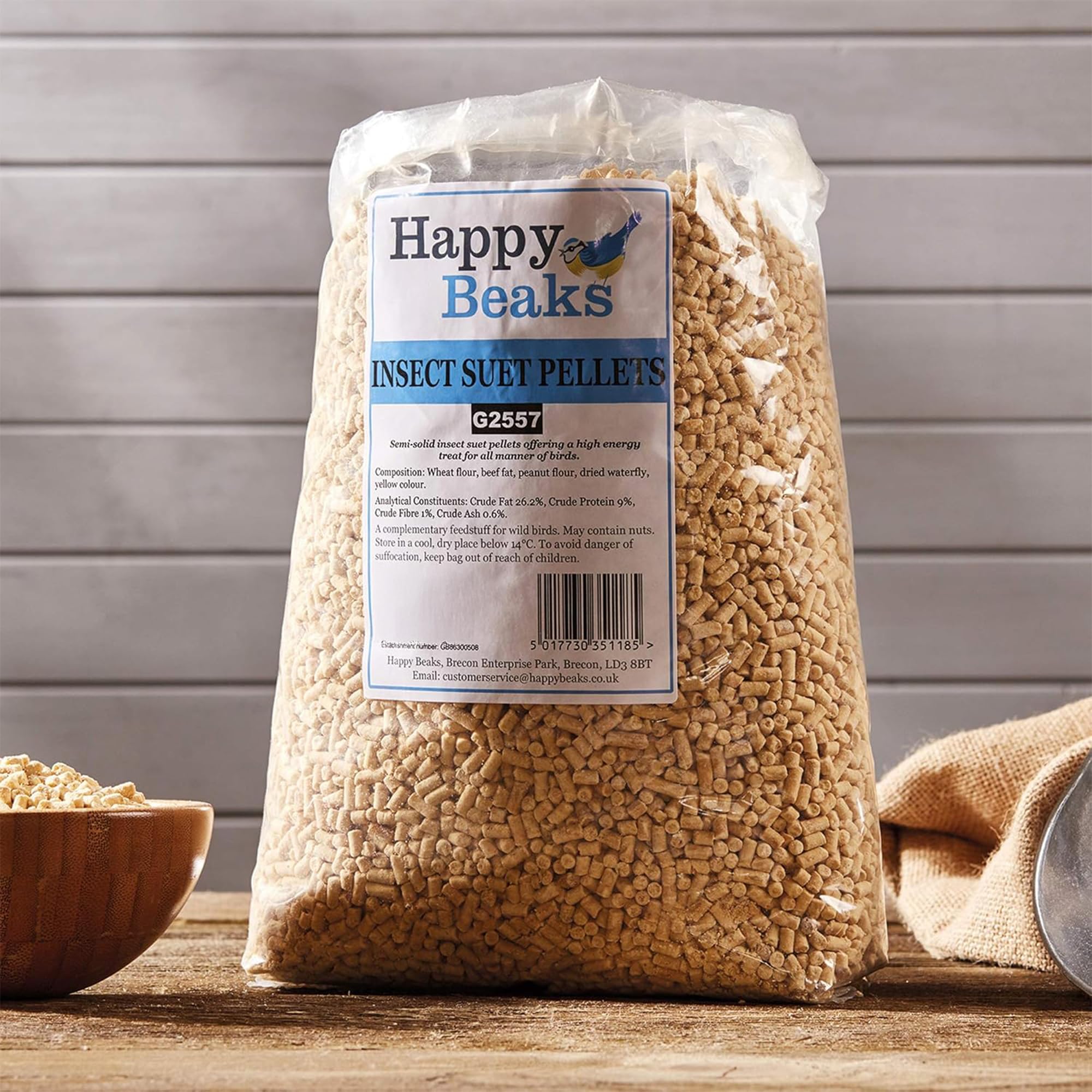 Happy Beaks Insect Suet Pellets - (3kg) High Energy Natural Wild Bird Food for Garden Birds, Premium-Quality Beef Fat, Ideal for Attracting a Variety of Species | Peanut Protein, & Insect Powder
