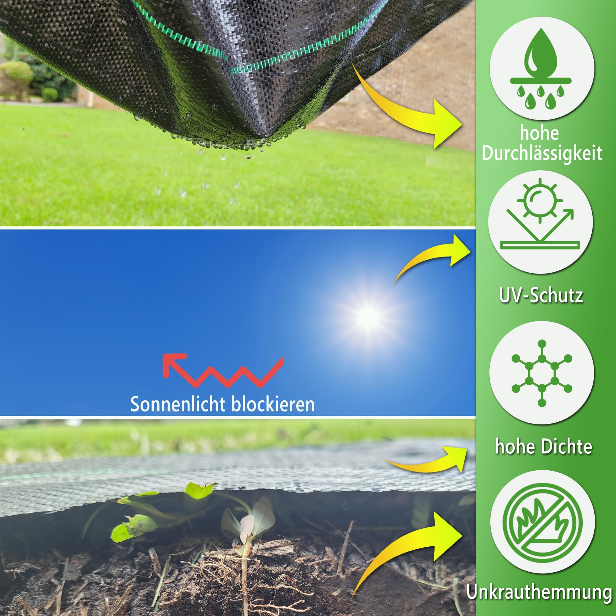 Extra Starkes Unkrautvlies aus Gewebe für Garten, Landschaftsbau
