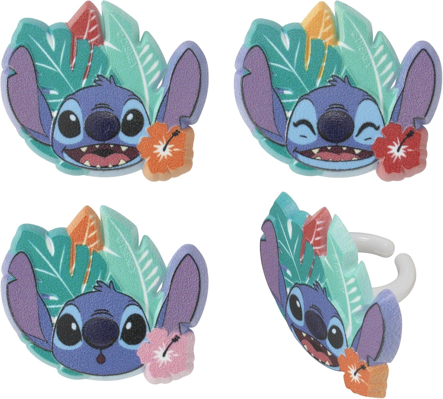 DecoPac Disney's Stitch 'Ohana Cupcake Rings, 24 Lilo & Stitch Cupcake Decorations For Birthday Parties & Celebrations, Food Safe Cake Toppers – 24 Pack