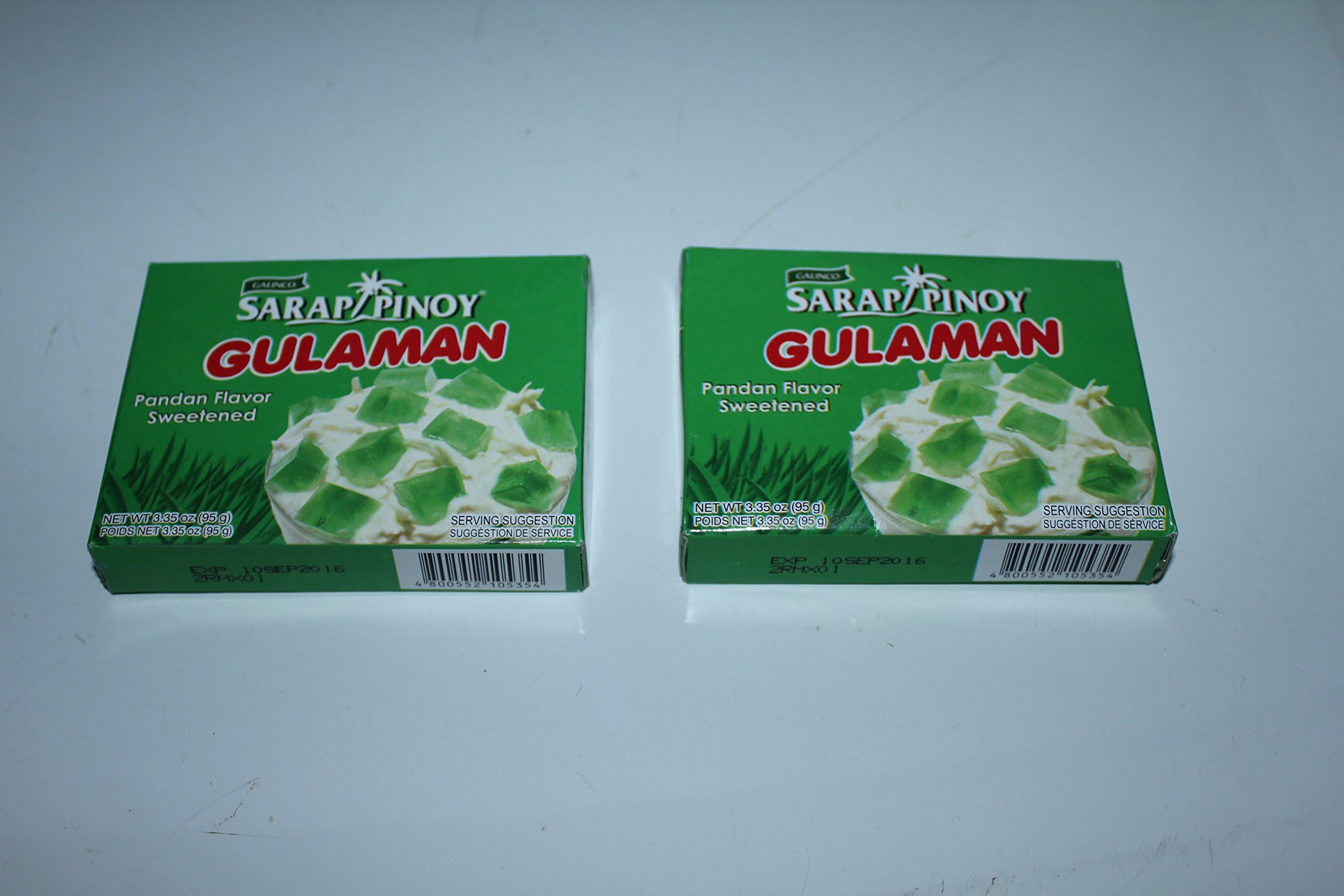 Sarap Pinoy Gulaman Pandan Flavor (Sweetened) Pack of Two 3.35 Oz Per Pack