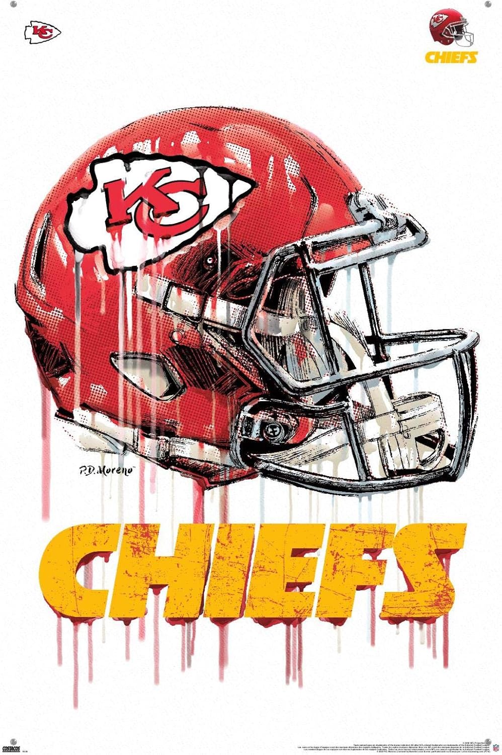 Trends International NFL Kansas City Chiefs - Drip Helmet 20 Wall Poster with Push Pins