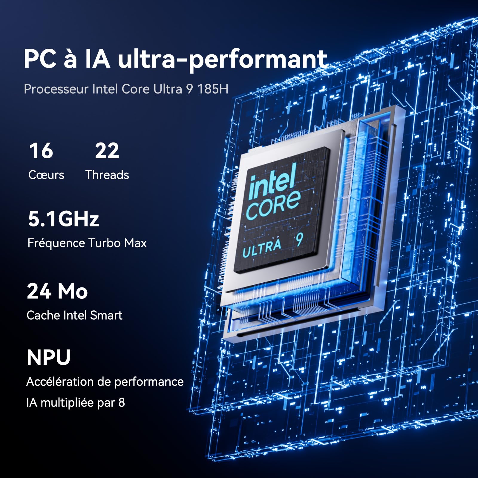GEEKOM GT1 Mega Mini PC AI avec Intel Core Ultra 9-185H, Double LAN 2.5G | SSD 1To(jusqu'à 4To),Ultra-Silencieux <32dB, 16Go DDR5 Évolutif, Mini Ordinateur, 2x USB4, Lecteur de SD, 4 Écrans 8K, WiFi 7