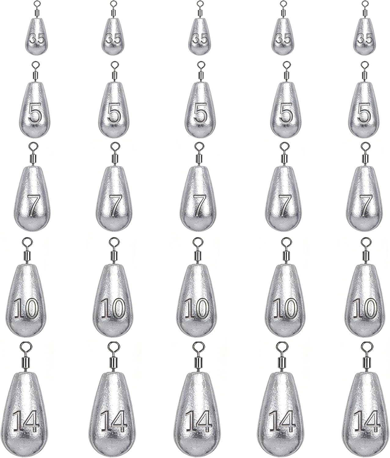 Fishing Weights Sinkers Kit Bass Casting Weights Drop Shot Weights with Swivel for Freshwater Saltwater Catfish Weights