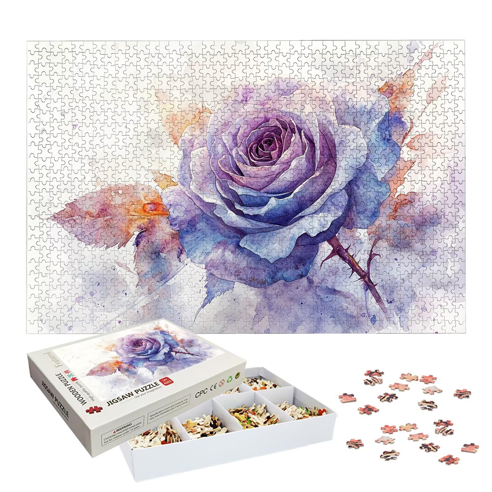 Puzzle 2000 sztuk dla dorosłych dzieci, puzzle z drewnianym kwiatem dla dorosłych, wymagające różowe łamigłówki, rodzinne gry edukacyjne, łamigłówki z pudełkiem do dekoracji domu, prezent dla kobiet i