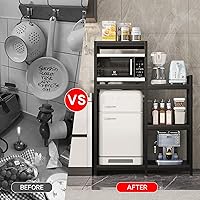 Vista 5 de Soporte para microondas de 6 niveles, estante independiente para hornear de cocina, estante de altura ajustable, estante para especias, mini nevera