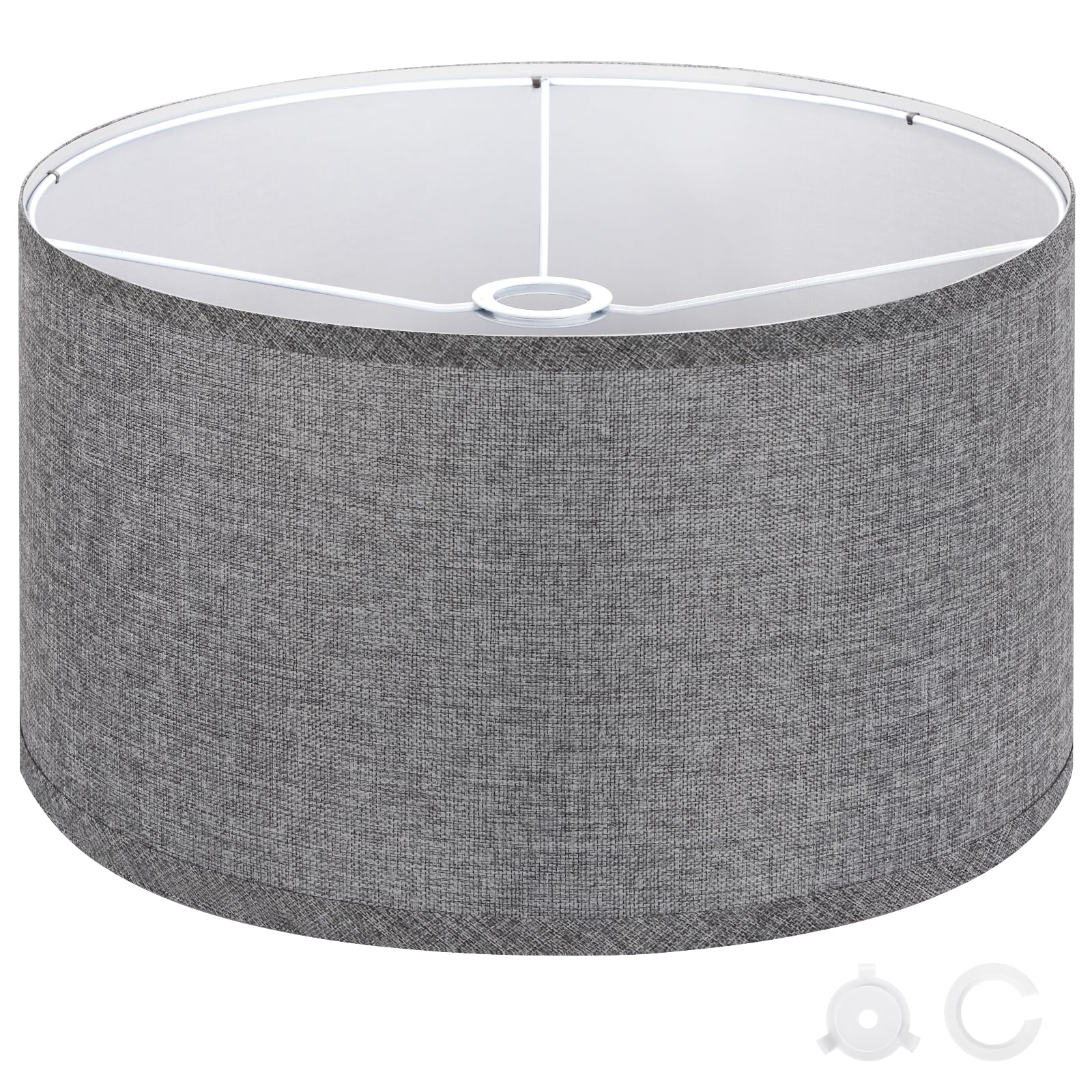 OUTON Pantallas de lámpara de tambor grandes grises para lámparas de pie, 16 pulgadas superior x 16 pulgadas inferior x 9 pulgadas de alto, fácil de montar, lámparas de pie y antorchas, pantallas de
