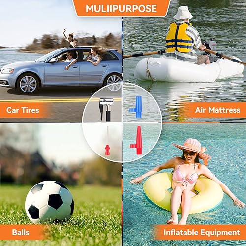 Miniatura 6 de Compresor de Aire Portátil Inflador de Neumáticos, Bomba de Aire para Coche 12V DC/110V AC, 150PSI con Apagado Automático y Manómetro Digital, Luz